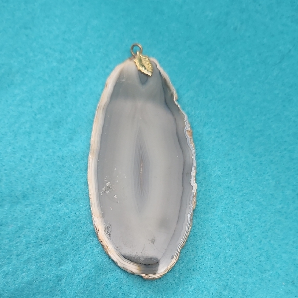 Raw Edge Polished Smooth Agate Pendant Only